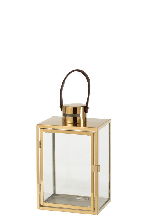 J-Line lantaarn Rechthoek - metaal/glas - goud