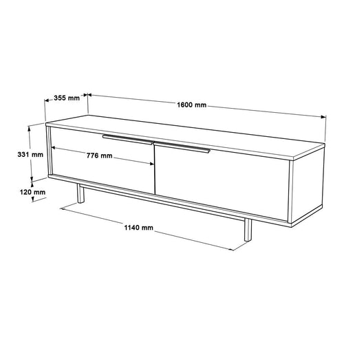 Calicosy - Tv-meubel NAYA - Licht hout 160x35,5x45,1 cm