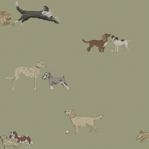 Sophie Allport Vliesbehang Kinderkamer - Doggy Daycare Mossbank Green