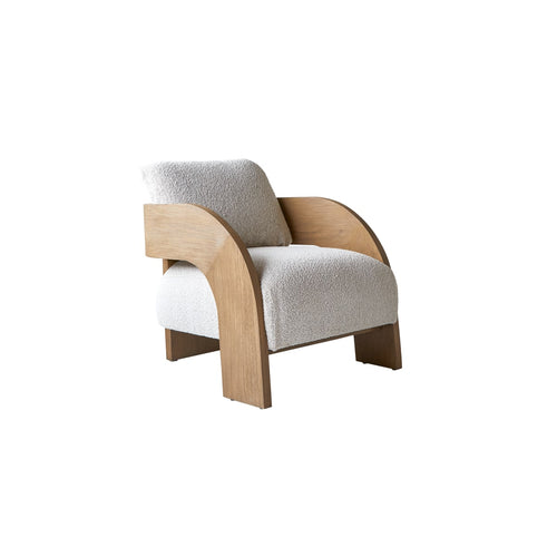 Tikamoon Fauteuil in massief mindihout en ecru stof - Beige - vtwonen shop