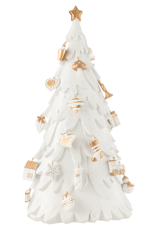 J-Line decoratie Kerstboom ornamenten - polyresin - wit/goud - large - vtwonen shop