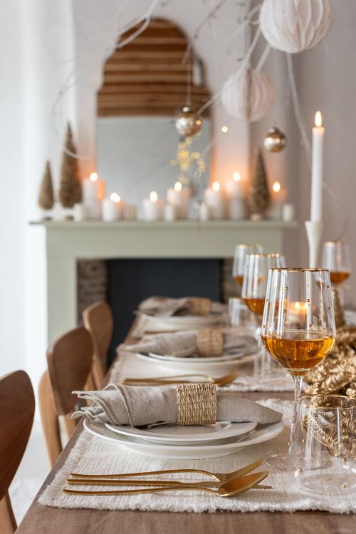 J-Line wijnglas Stippen - glas - tansparant/goud - vtwonen shop