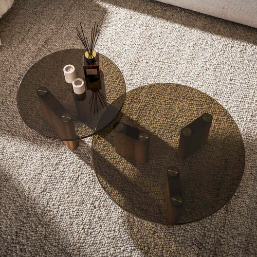 Giga Living Salontafel Tinto - Rond Brons Glas - Set Van 2