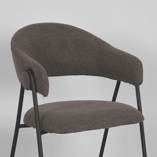 LABEL51 Eetkamerstoel Lowen - Bruin Bouclé - Zithoogte 49cm - Set van 2 - vtwonen shop