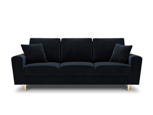 Cosmopolitan Design Slaapbank met opbergdoos Kyoto 3-zits, flueel, donkerblauw - 100x235x88cm
