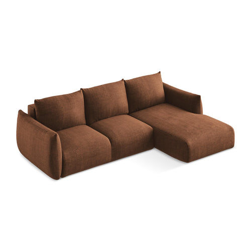 LaMiaSofa hoekbank rechts Savona - textuurstof - terracotta - 242x162x90