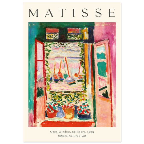 Artfulprints Poster met Lijst Matisse - Open window collioure 1905   - A4 21x29.7 cm - Meerkleurig