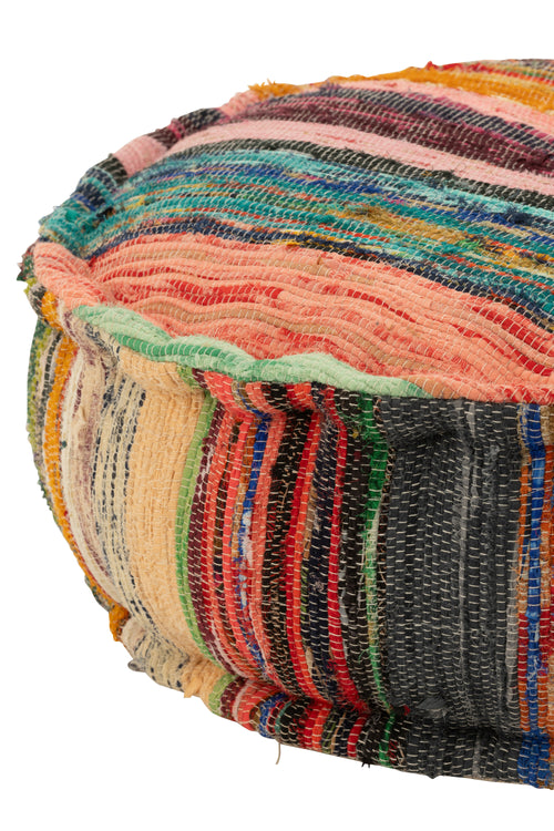 J-Line poef Chindi Rond - katoen/polyester - mix - vtwonen shop