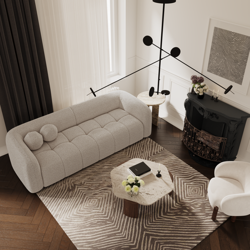 Sia Home - Rechte bank HAUSSMANN - Bouclette stof - Mol - 226cm