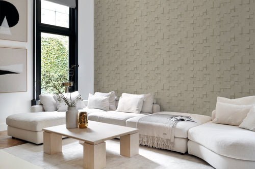 Origin Wallcoverings behang 3D kubussen beige - 50 x 900 cm - 347897 - vtwonen shop