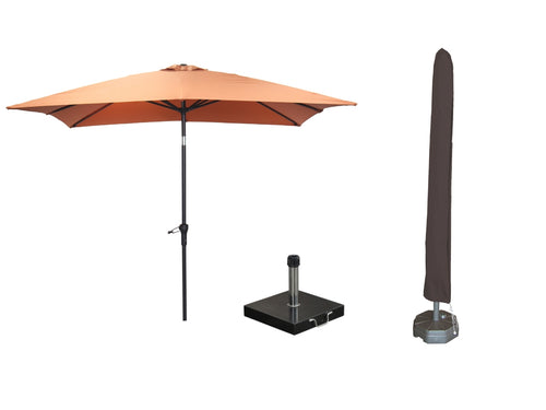 Garden Impressions Lotus parasolset 250x250 koper met voet en hoes