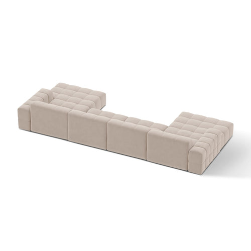 Cosmopolitan Design - Panoramische bank Chicago 6-zits, flueel lichtbeige - 167x375x78cm