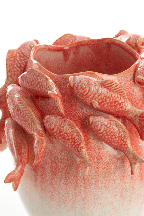 Light & Living vaas FISH - 29x28.5x27cm - rood