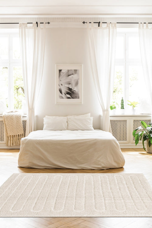 AFK Living vloerkleed Eolya - reliëfeffect - wit - 120 x 170 cm