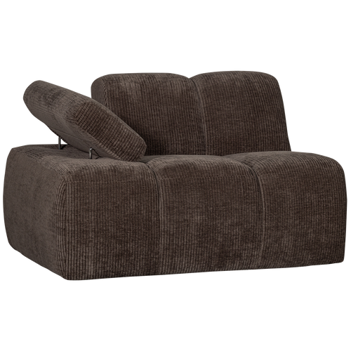 WOOOD 1-zits bank met arm links Mojo - Ribstof - Bruin - 74x120x97 - vtwonen shop