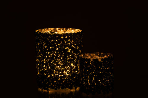 J-Line theelichthouder Paillettensuiker - glas - donkergroen - large - vtwonen shop