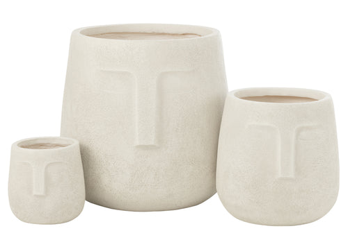 J-Line bloempot Moai - keramiek - wit - 3 stuks - Ø 44 cm - vtwonen shop
