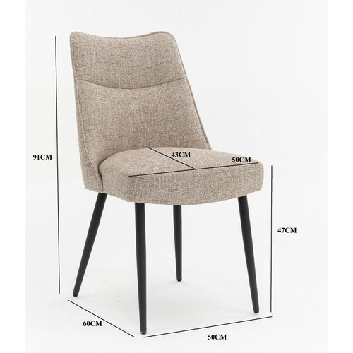 DÉJA Living Eetkamerstoel Meau - Beige/Zwart - Zithoogte 47cm - Set van 2 - vtwonen shop