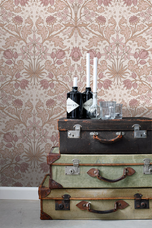 ESTAhome behang vintage bloemen in art nouveau stijl oudroze en beige - 50 x 900 cm - 131178 - vtwonen shop