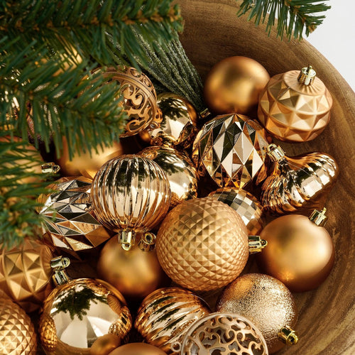 House of Seasons Kerstballen Set - 60 Stuks - Ø7 cm - Onbreekbaar - Koper