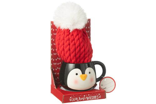 J-Line mok + muts Pinguin - keramiek - mix - giftbox