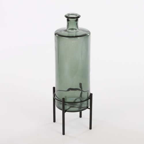 Mica Decorations Guan Fles Vaas - H40 x Ø15 cm - Gerecycled Glas - Groen