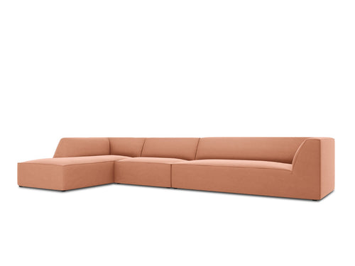 Micadoni linker hoekbank Ruby 5-zits, flueel, roze - 180x366x69cm