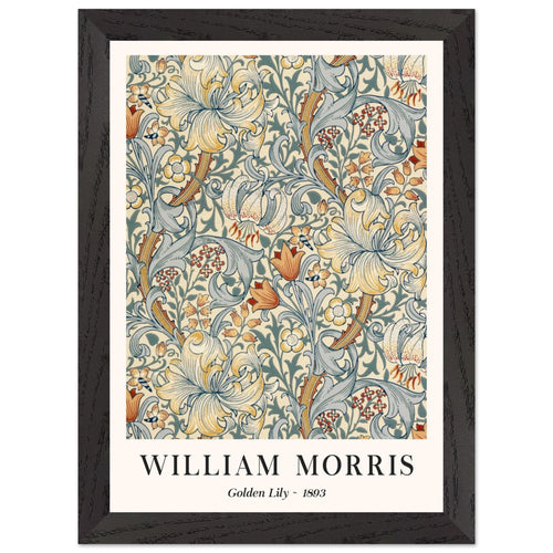 Artfulprints Poster met Lijst William Morris - Golden lilly 1893   - A4 21x29.7 cm - Groen