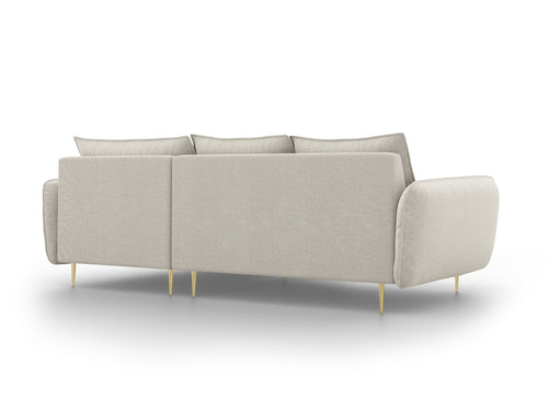 Cosmopolitan Design rechter hoekbank Vienna 5-zits, structurele stof, lichtbeige - 170x255x95cm
