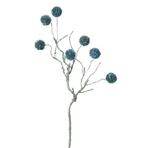 Sia Deco Kersttak Met Glitter Pompons Kunstmatig - blauw - H50 - vtwonen shop