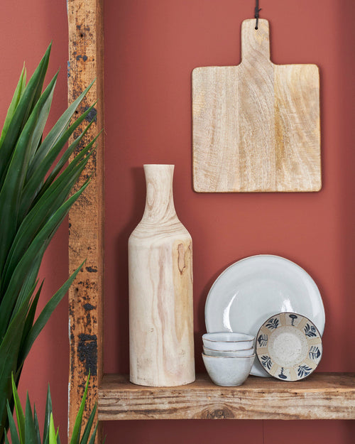 Mica Decorations Pia Vaas - H47 x Ø13 cm - Paulownia Hout - Lichtbruin - vtwonen shop