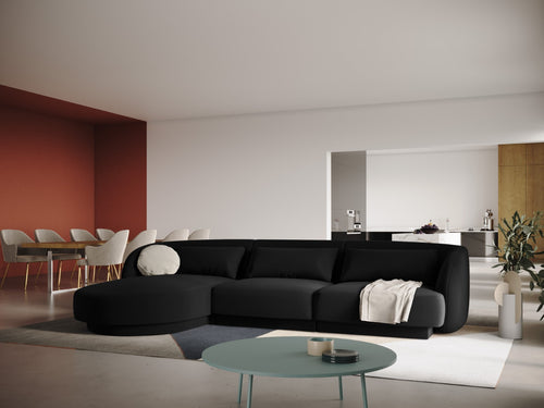 Cosmopolitan Design linker hoekbank Tulum 4-zits, flueel, zwart - 156x255x70cm