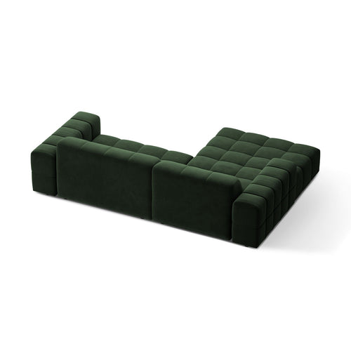 Cosmopolitan Design - Linker hoekbank Chicago 3-zits, flueel flessengroen - 167x234x78cm