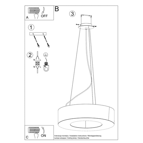 Sollux Lighting Kroonluchter SATURNO SLIM 50 zwart - 50x50x102cm