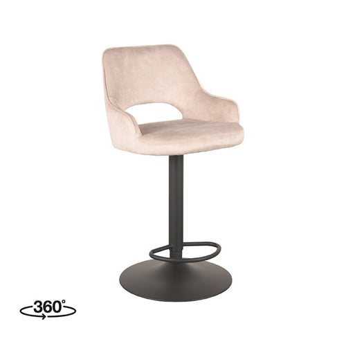 LABEL51 Barkruk Fer - Naturel Velvet - Zithoogte 60–80cm