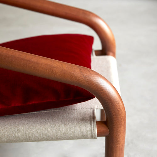 Tikamoon Fauteuil van massief eikenhout en rood fluweel - Rood