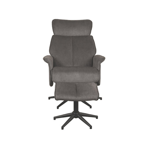 LABEL51 Relaxfauteuil Verdal - Antraciet - Draaibaar - Incl. Hocker