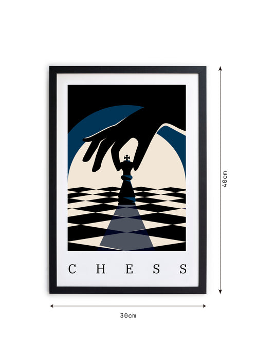 Zwarte lijst met kader 40x30 schaak poster - vtwonen shop