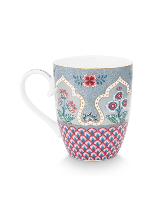 Pip Studio Flower Festival Scallop Mokken - Servies - Set van 4 Kopjes - Lichtblauw - 365ml - vtwonen shop