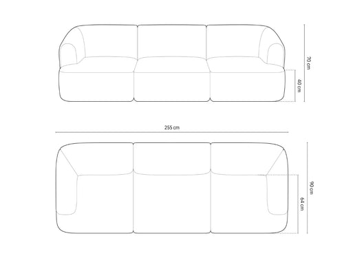 Cosmopolitan Design Modulaire bank Campi 4-zits, structurele stof grijs - 90x255x70cm