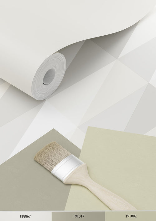 ESTAhome behang grafische driehoeken zilver, grijs en beige - 53 cm x 10.05 m - 138922