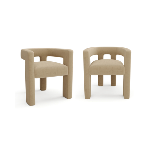Sia Home - SET VAN 2 FAUTEUILS ALYA - Zacht fluweel - Beige - 66cm