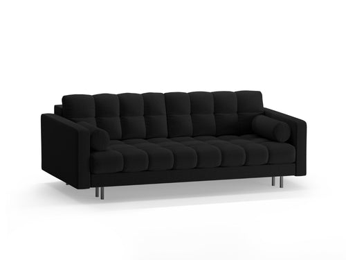 Cosmopolitan Design Slaapbank met opbergdoos Bali 3-zits, structurele stof zwart - 84x222x105cm