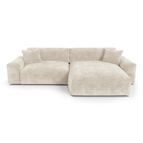 Premium Interiors - Rechthoekige hoekbank CHEER - gewaafd fluweel beige 312cm