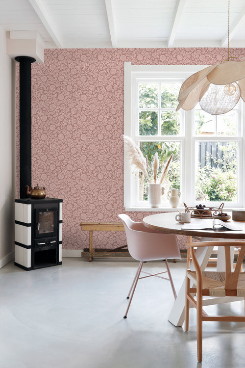 ESTAhome behang vintage bloemen mauve paars - 50 x 900 cm - 131516 - vtwonen shop