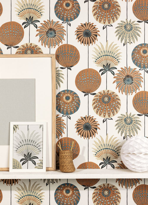 Masureel behang grafisch motief terracotta - 53 cm x 10.05 m - 631855