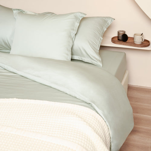 Coco & Cici - TENCEL - Sateen Kussensloop Grijs Groen - Pre-order: 1 kussensloop 50x60 (leverbaar 5 oktober)