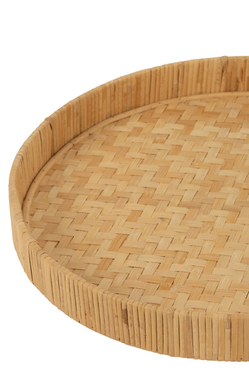 J-Line plateau Rond - bamboe/riet - naturel - 2 stuks