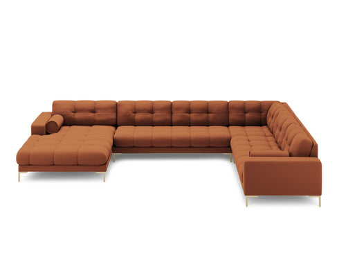 Cosmopolitan Design Panoramische hoekbank rechts Bali 7-zits, structurele stof, baksteen - 256x327x75cm
