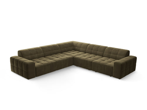 Cosmopolitan Design Hoekbank CHICAGO 4-zits, flueel groente - 285x285x78cm